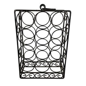 Wine Rack Storage Metal Holds 12 Bottles Freestanding Carrying Handle Black u